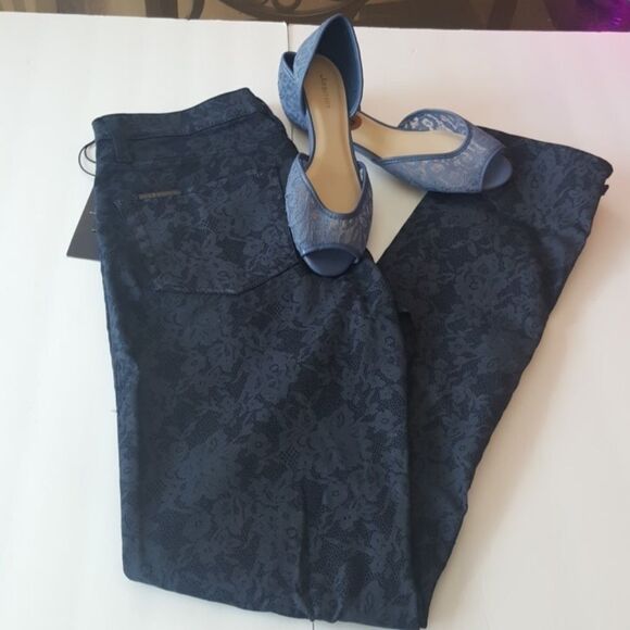 Rock & Republic Blue Flowered Jeans Size 8 - Picture 2 of 7